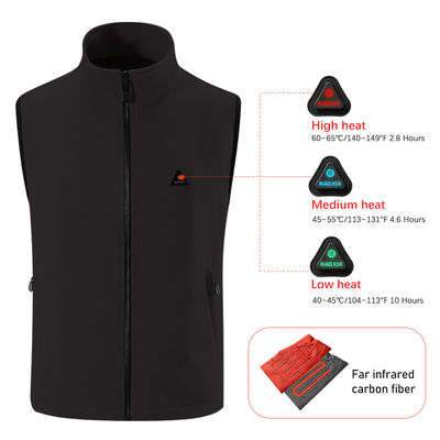 Áo vest săn bắn chạy bằng pin màu đen Máy làm ấm cơ thể được làm nóng bằng tia hồng ngoại xa