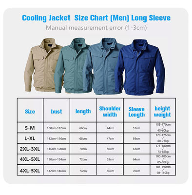 Áo sơ mi điều hòa không khí màu xanh ODM Áo khoác làm mát bằng pin 7.2V có quạt