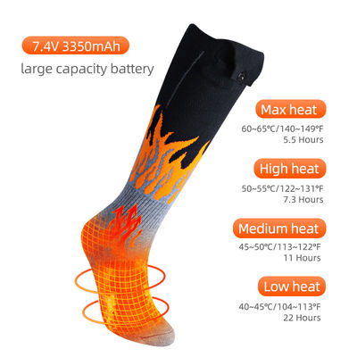 Pin sạc 7.4V 3350mAh Tất làm nóng bằng điện để đi bộ ngoài trời, cắm trại, đi bộ đường dài